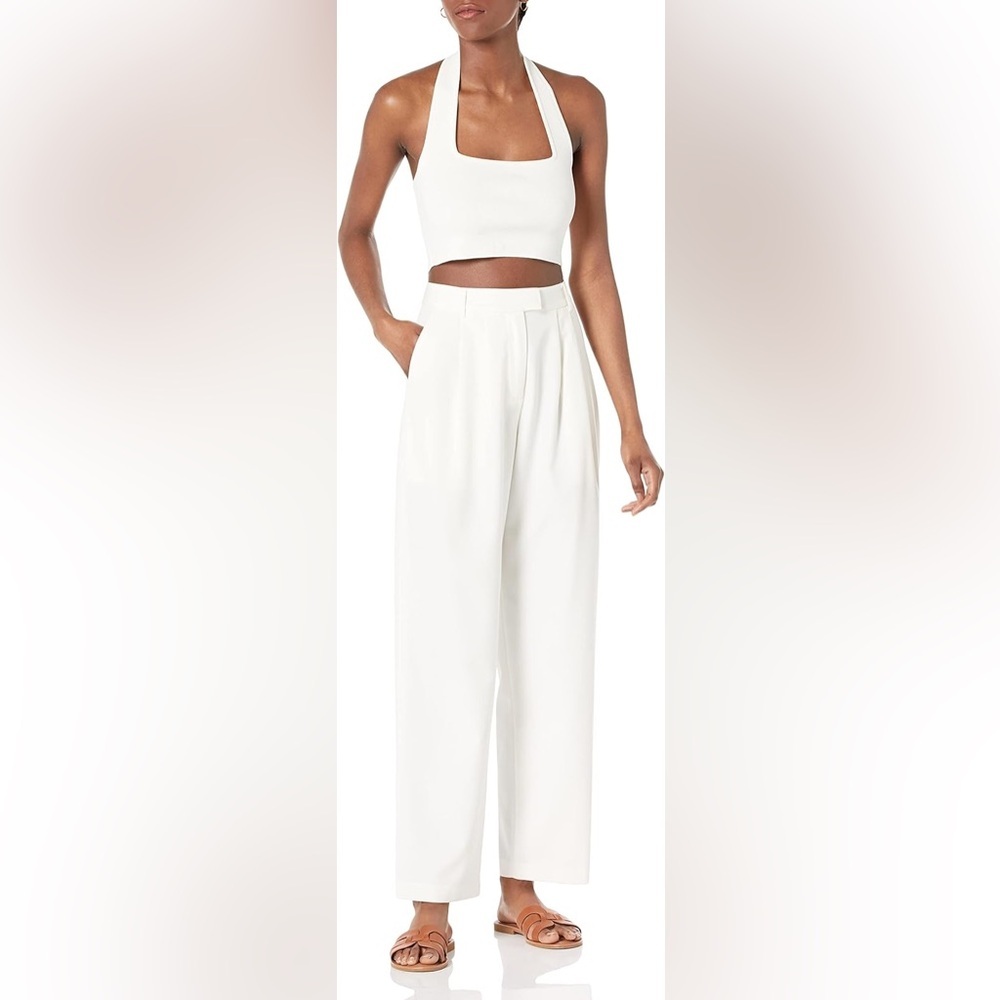 Ivory Pleated High Waist Straight Trousers - Picture 9 of 16